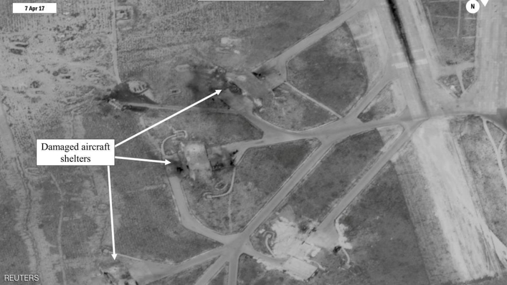 الجيش الأمريكي ينشر لقطات للقصف على مطار الشعيرات