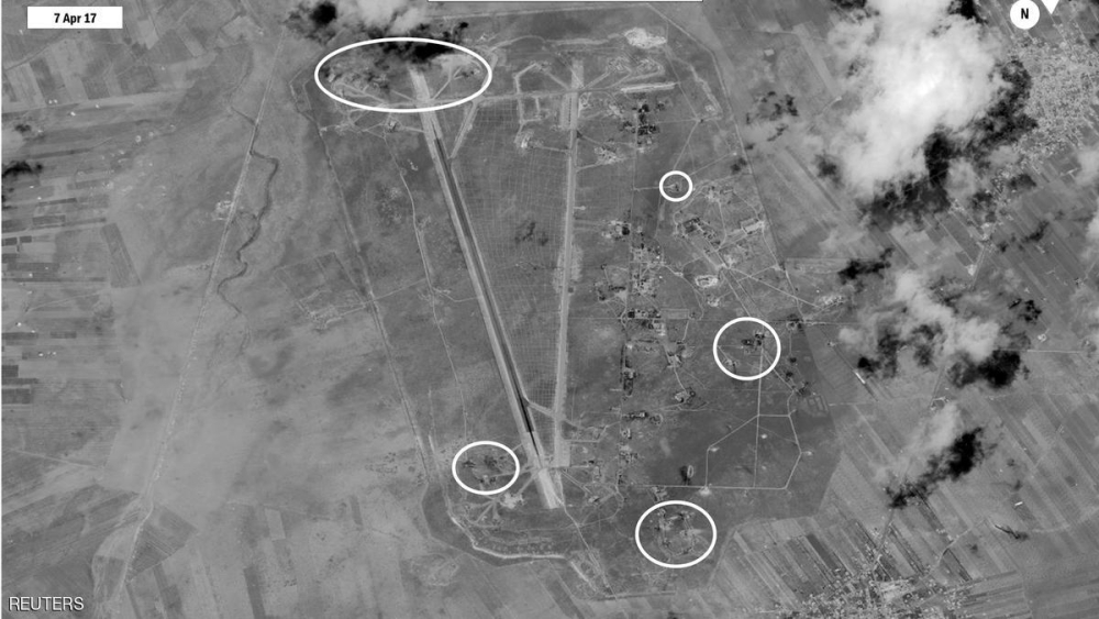 الجيش الأمريكي ينشر لقطات للقصف على مطار الشعيرات