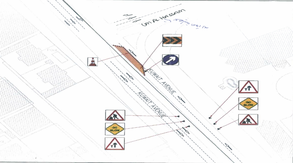  "الأشغال": غلق المسار الأيسر على شارع الكويت