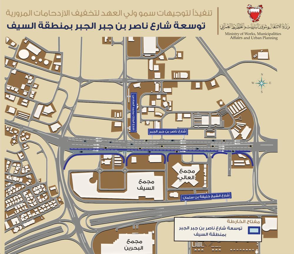 "الأشغال": البدء بتوسعة شارع ناصر بن جبر الجبر من الجهة الجنوبية