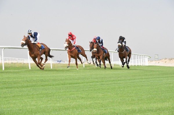 عيسى بن سلمان يتسلم كأس البحرين الذهبي بعد فوز جواده "ثور كهيل ستار" في سباق الخيل