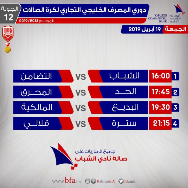 الجمعة.. منافسات الجولة 12 لدوري الخليجي التجاري لكرة الصالات