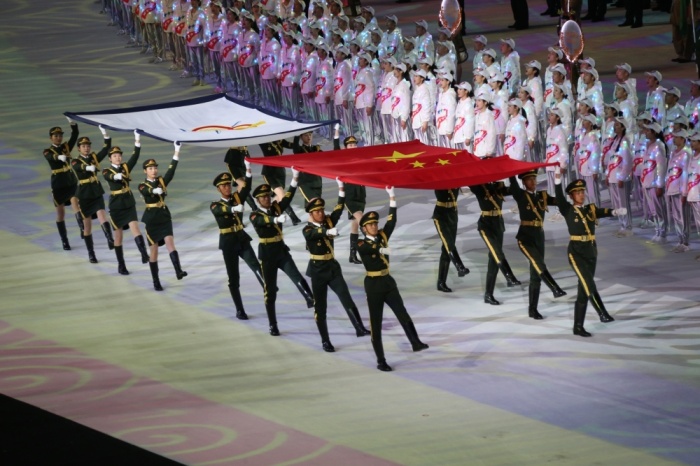 بعثة المنتخبات العسكرية لقوة الدفاع تشارك في حفل افتتاح دورة الألعاب الرياضية بالصين