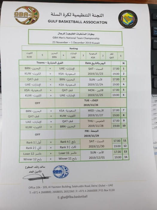 منتخبنا يلاقي الإمارات في المواجهة الافتتاحية بـ"خليجي السلة"