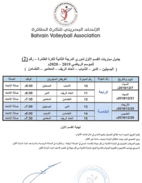 "مسابقات الطائرة" تؤجل مباريات الجولتين الرابعة والخامسة في دوري الدرجة الثانية