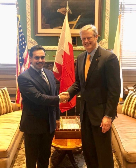 سفير البحرين بالولايات المتحدة يلتقي مع حاكم ولاية ماستشوستس