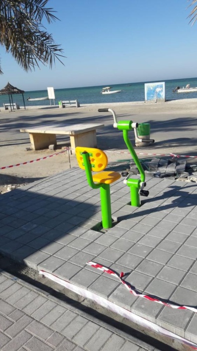 اكتمال تركيب العاب اللياقة البدنية بساحل المالكية