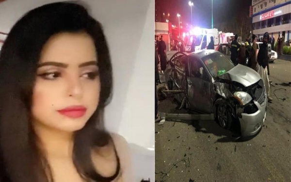 صورة صادمة.. نجاة ممثلة سعودية بعد حادث مرور خطير