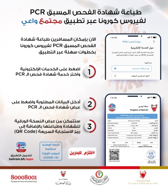 إطلاق خدمة شهادة الفحص المسبق (PCR Certificate) لفيروس كورونا عبر تطبيق "مجتمع واعي"