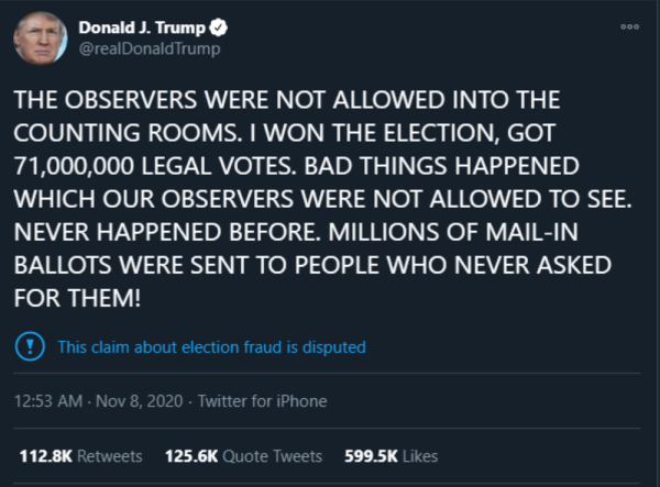 ترامب: يجب النظر في الأصوات وهذه انتخابات مغشوشة