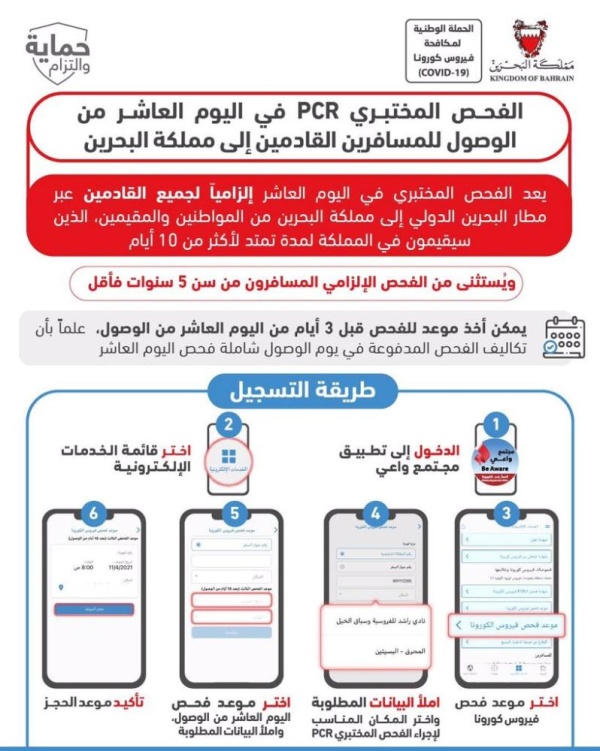 الصحة: فحص اليوم العاشر من الوصول إلزامي للجميع والمستثنون فقط من هم دون الـ 5