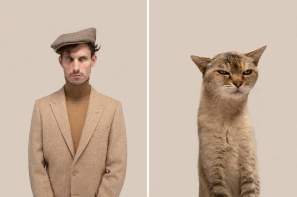 يخلق من الشبه 40.. مصور يرصد التشابه بين البشر وقططهم