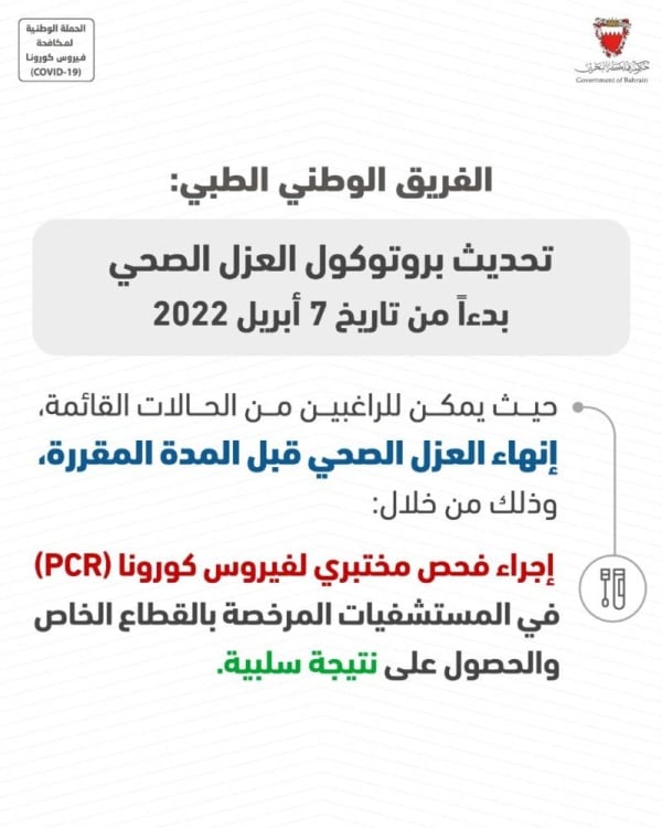 الفريق الطبي: تحديث بروتوكول العزل الصحي للراغبين في إنهاء العزل الصحي قبل المدة المقررة