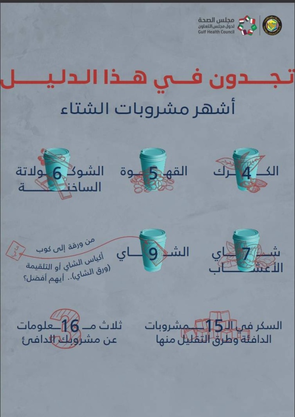 مجلس الصحة الخليجي ينشر دليلاً لأهم المشروبات الساخنة وفوائدها