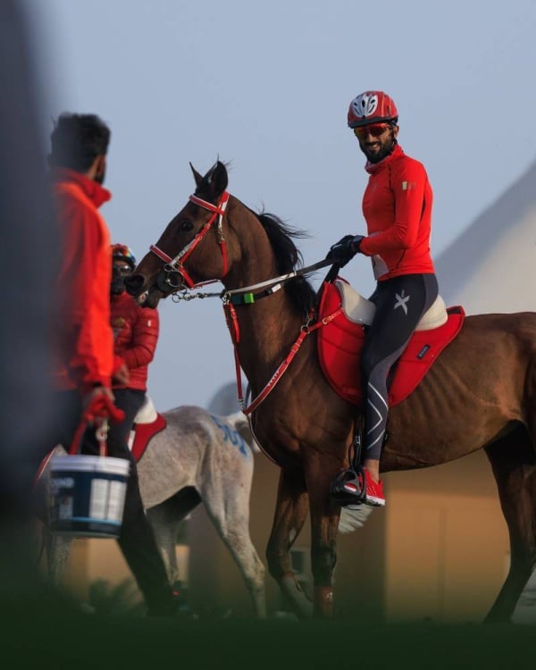 بقيادة ناصر بن حمد.. الفريق الملكي للقدرة يشارك بالفحص البيطري لبطولة العالم للقدرة في قرية "بوذيب" بأبوظبي