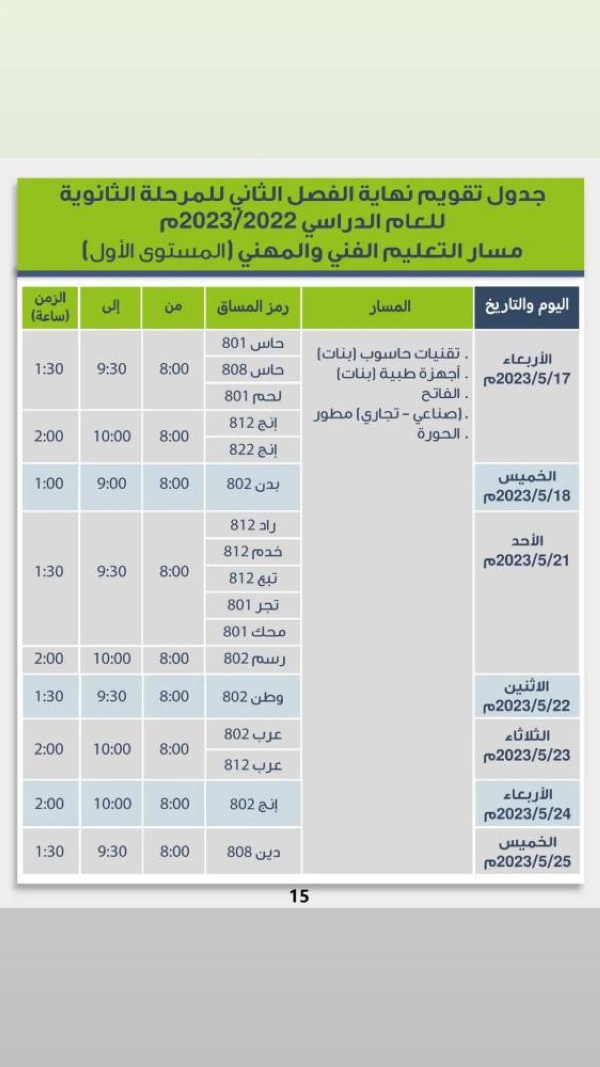 بالصور.. تعرف على مواعيد الامتحانات النهائية للفصل الثاني لجميع المراحل