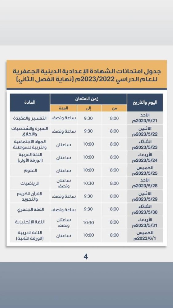 بالصور.. تعرف على مواعيد الامتحانات النهائية للفصل الثاني لجميع المراحل