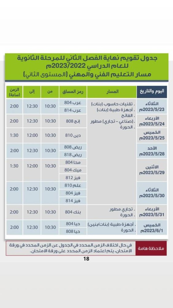 بالصور.. تعرف على مواعيد الامتحانات النهائية للفصل الثاني لجميع المراحل