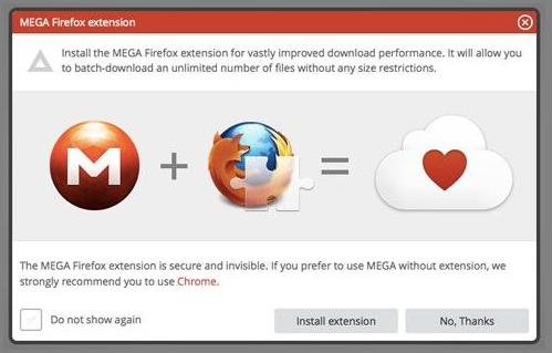 إطلاق إضافة برمجية لخدمة MEGA على فايرفوكس