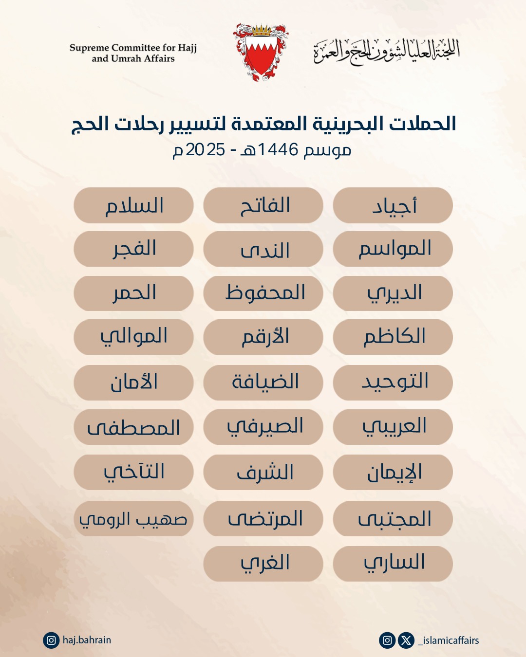 بناءً على اختيارات الحجاج.. «العليا للحج والعمرة» تعلن أسماء 26 حملة معتمدة للموسم القادم