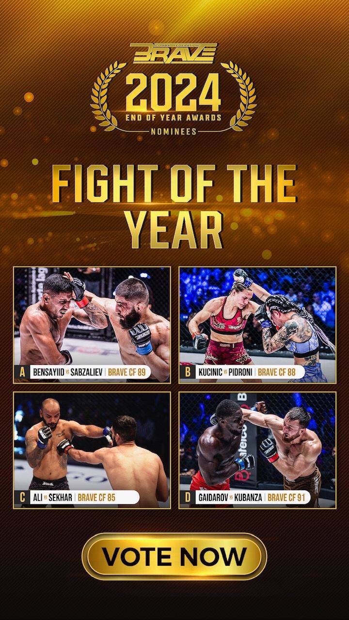 4 نزالات مثيرة تتنافس على جائزة أفضل مواجهة في BRAVE CF لعام 2024