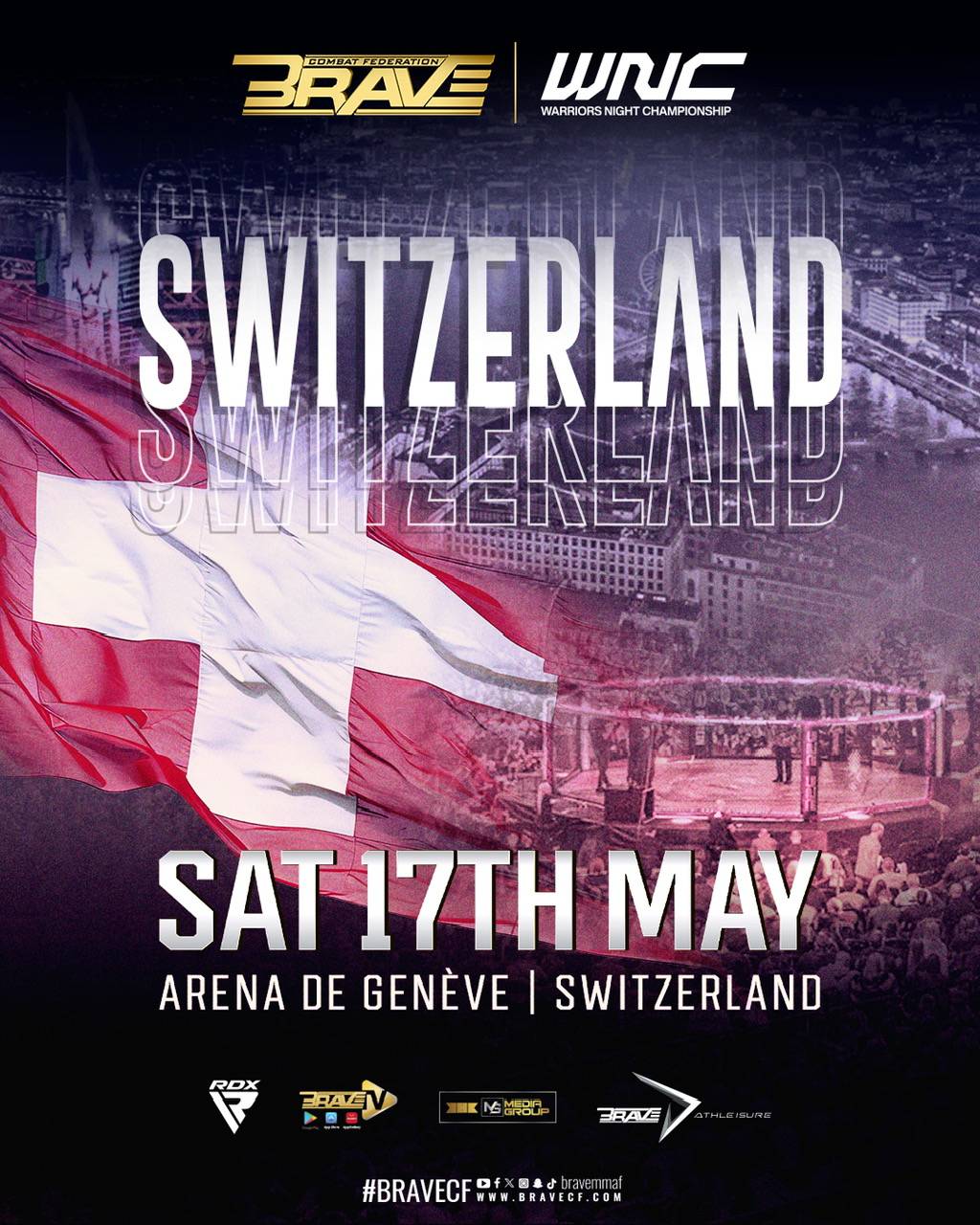 منظمة بريف البحرينية تعلن عن تنظيم أول بطولة BRAVE CF في "سويسرا"