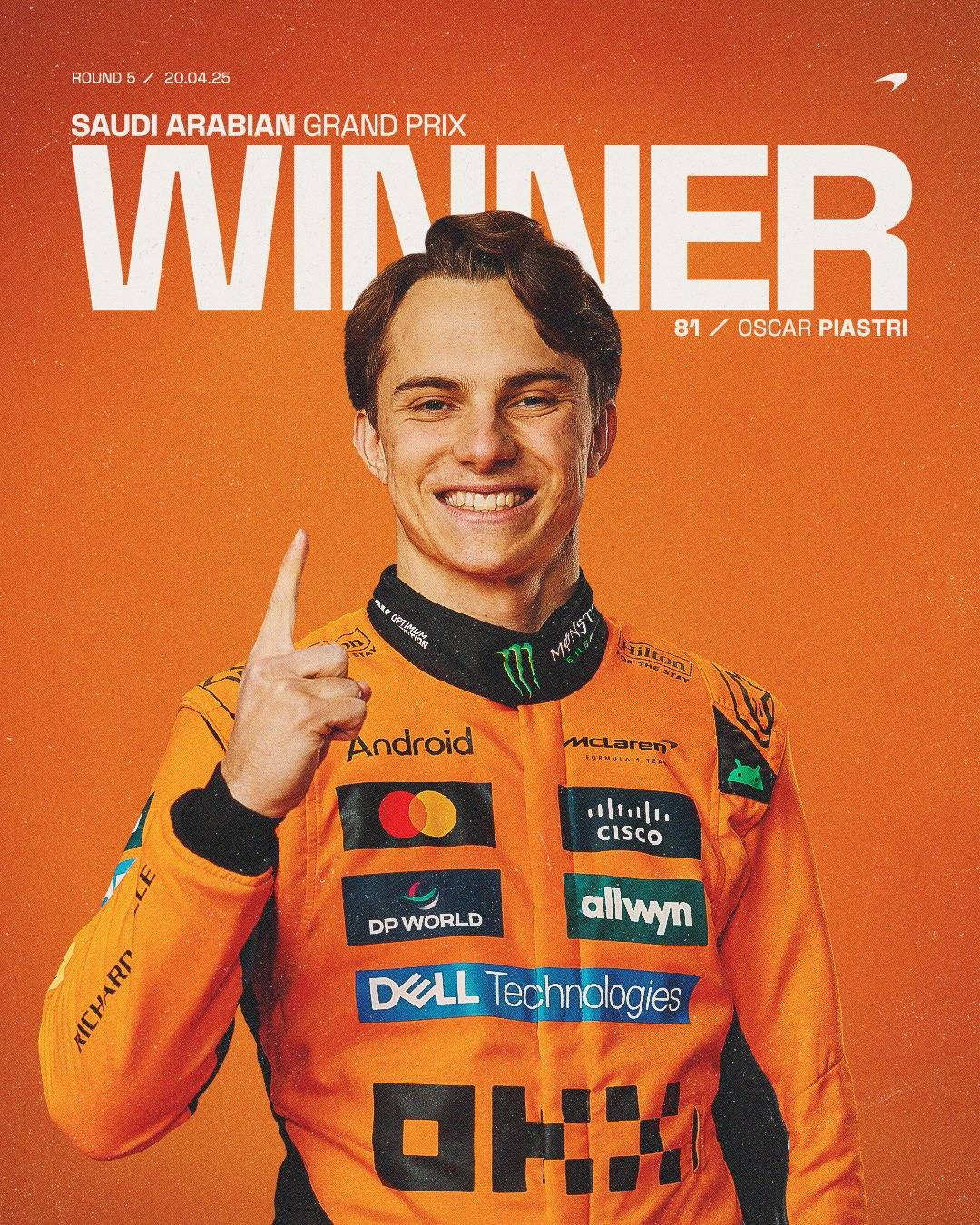 بياستري يقود المكلارين للفوز بجائزة السعودية الكبرى للفورمولا1