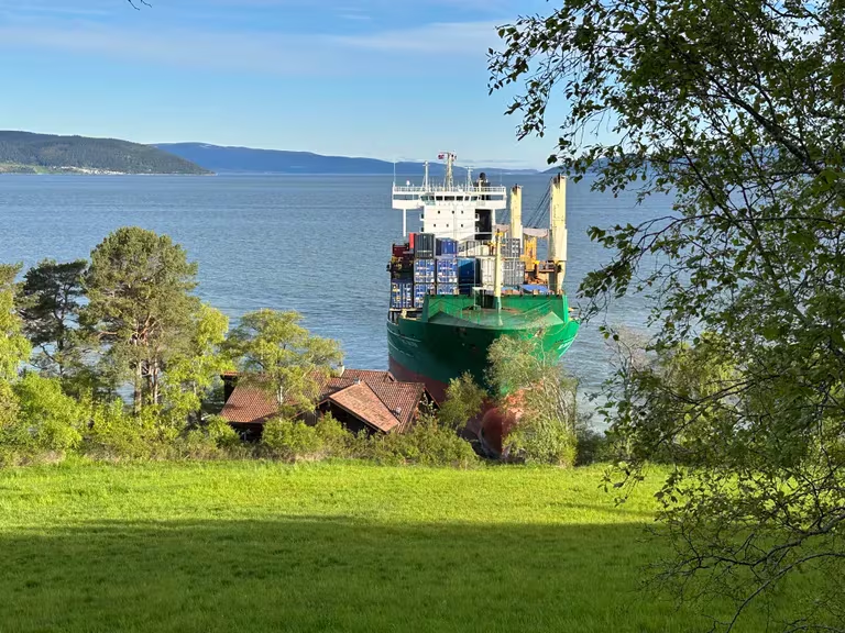 رجل نرويجي بقي نائماً بينما اقتحمت سفينة حديقة منزله