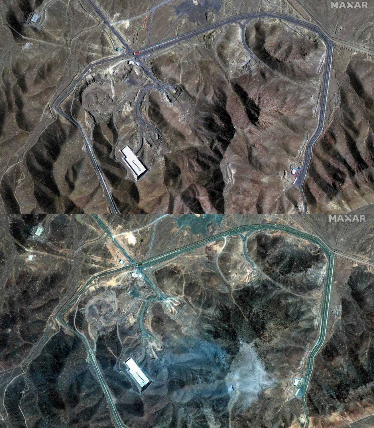 صور أقمار اصطناعية تكشف أضراراً بجبال موقع &laquo;فوردو&raquo; النووي بعد الضربات الأمريكية