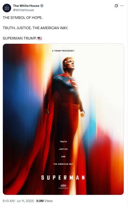 البيت الأبيض ينشر صورة للرئيس.. "سوبرمان ترامب"