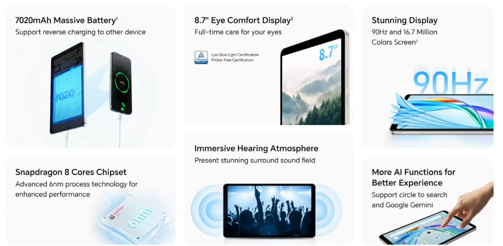 مثالي للمستخدم اليومي.. Honor Pad X7 تابلت أنيق بمواصفات قوية وسعر اقتصادي