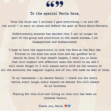 دوناروما يودع باريس سان جيرمان برسالة مؤثرة