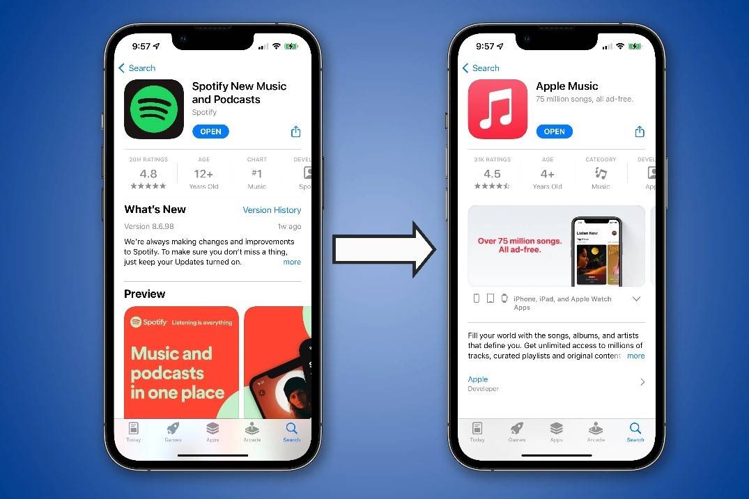 أبل تتيح نقل قوائم الموسيقى من سبوتيفاي إلى Apple Music بسهولة
