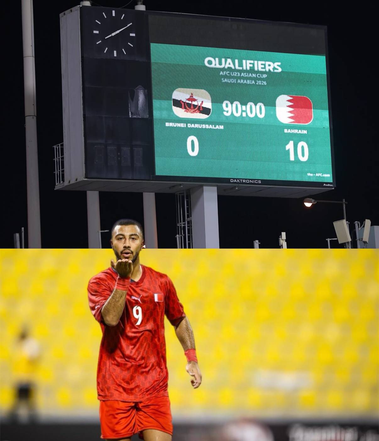 الأحمر الأولمبي يكتسح بروناي بعشرة أهداف في التصفيات الآسيوية