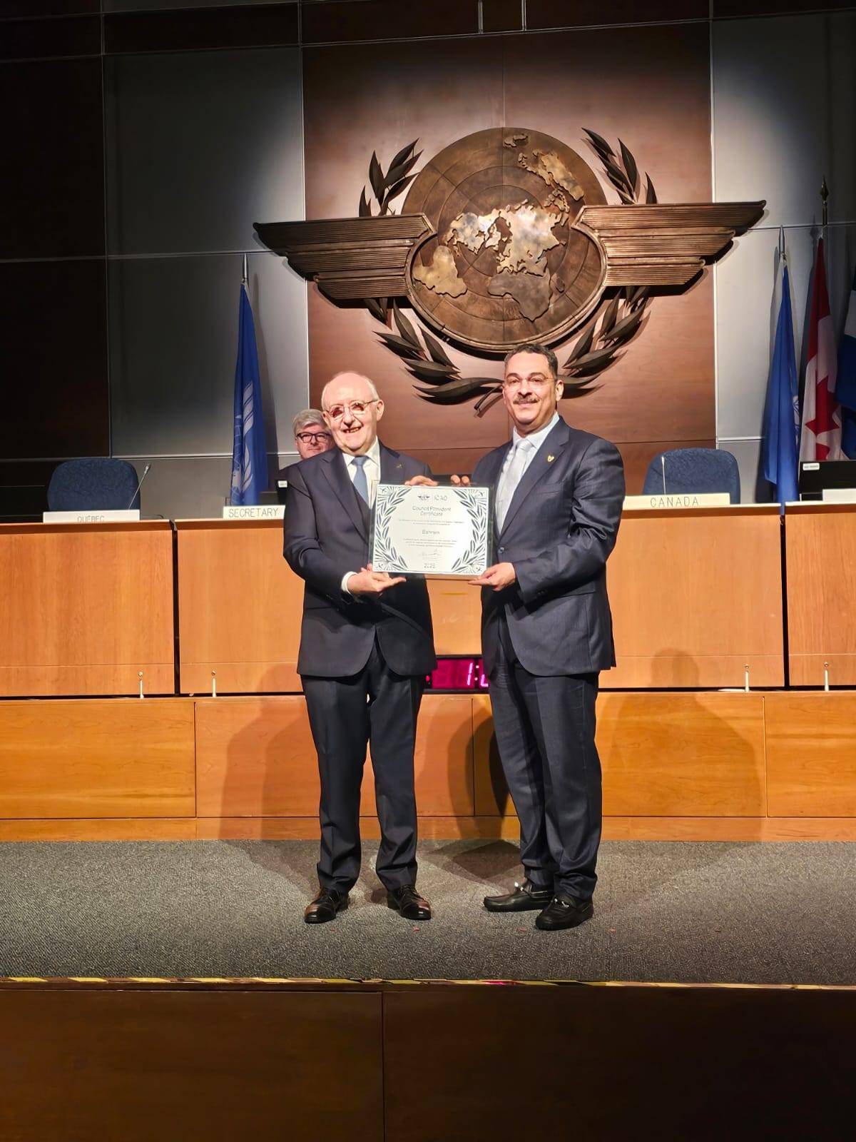 البحرين تحصد جائزة رئيس مجلس الإيكاو تقديراً لتميّزها في أمن الطيران المدني