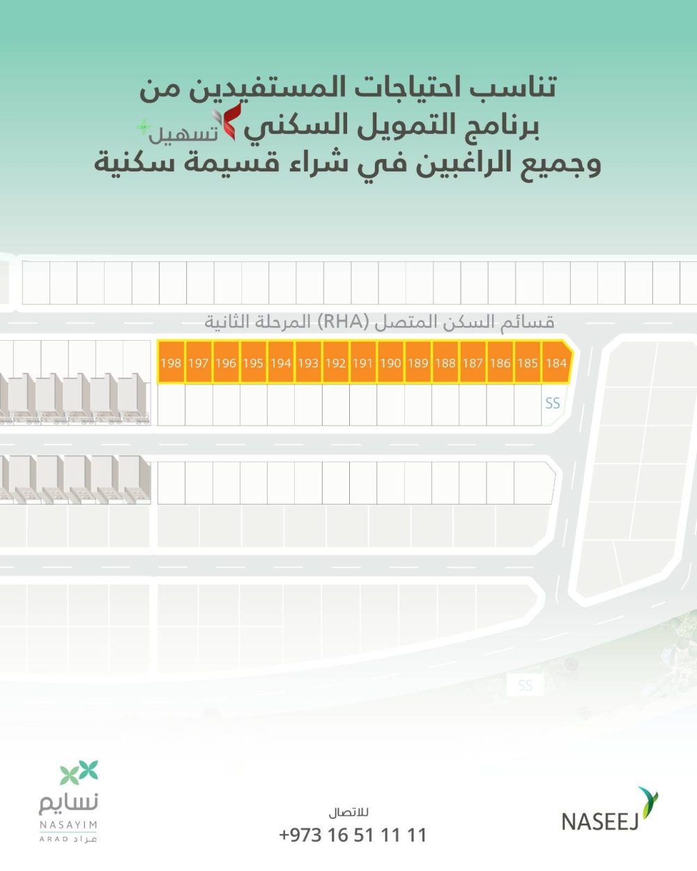 شركة نسيج تطلق المرحلة الثانية من بيع قسائم السكن المتصل في نسايم عراد
