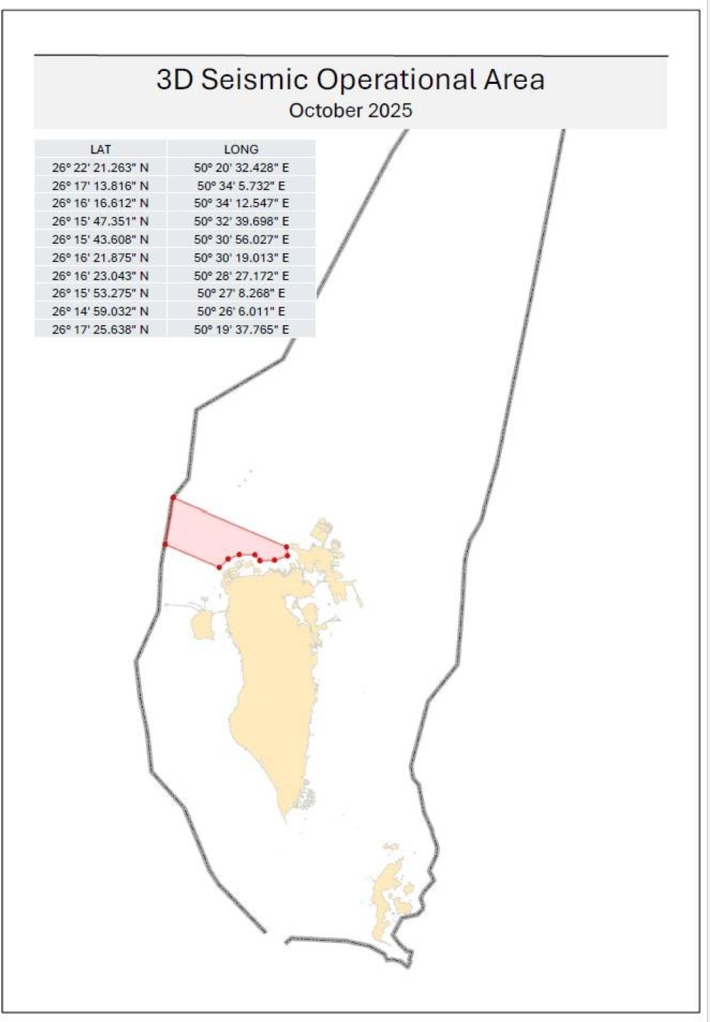 "خفر السواحل" : تغيير منطقة أعمال المسح البحري ثلاثي الأبعاد اعتباراً من 1 أكتوبر ولغاية 1 ديسمبر 2025