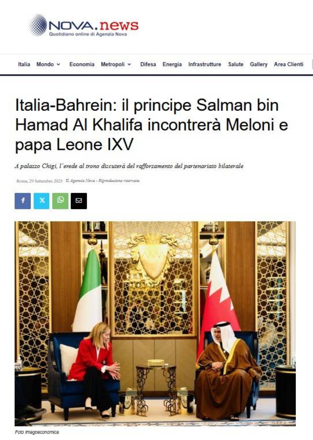 نواب واقتصاديون: تعكس مكانة البحرين الدولية المتنامية الإعلام الإيطالي والدولي يبرز زيارة ولي العهد رئيس الوزراء إلى روما