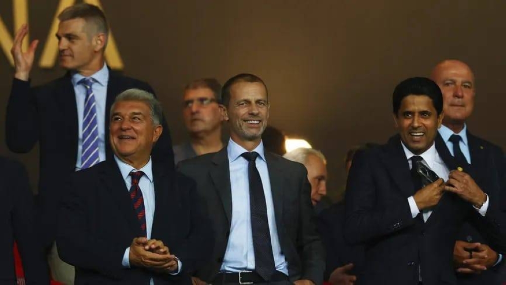 الخليفي يرحب بعودة لابورتا لرابطة الأندية الأوروبية ويهاجم "دوري السوبر"