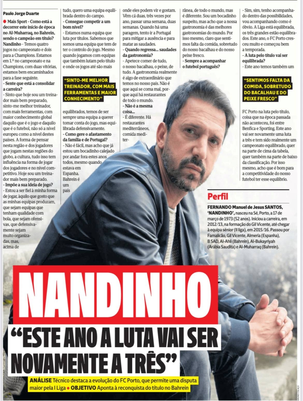 المحرقاوي ناندينهو: أفتقد (الأكل البرتغالي).. وأصبحت أكثر نضجاً وهدفنا الحفاظ على الدوري