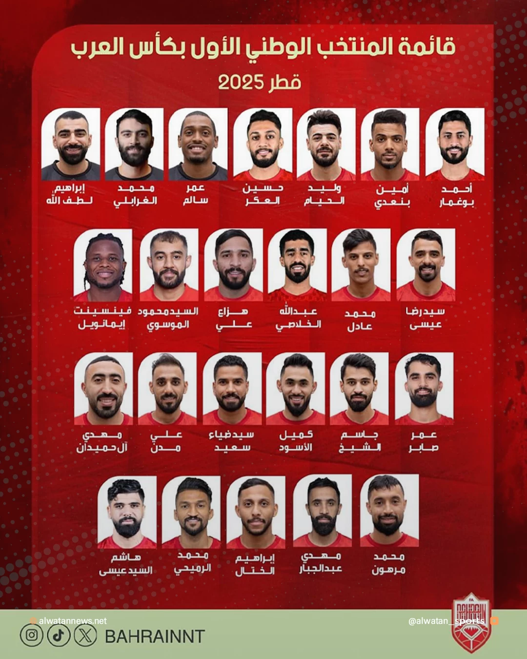 دراغان يعلن قائمة منتخبنا الوطني لبطولة كأس العرب