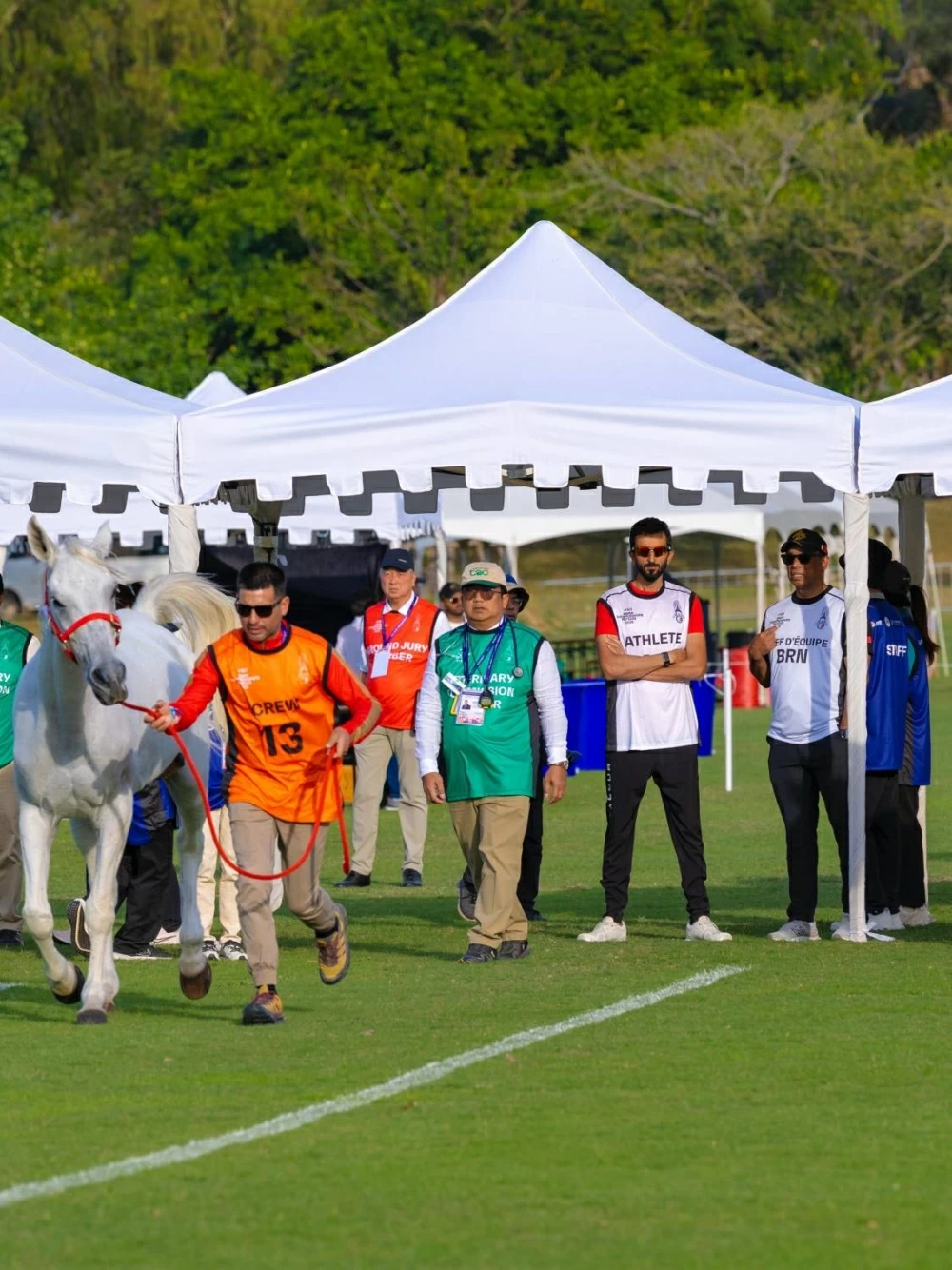 ناصر بن حمد يشهد الفحص البيطري لبطولة آسيا للفروسية في تايلاند