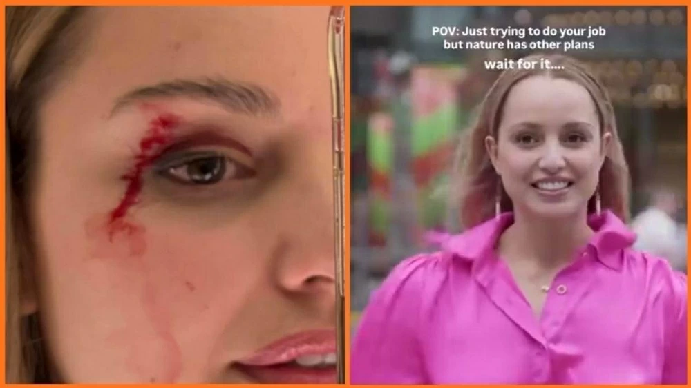 طائر يصطدم بوجه مراسلة نيوزيلاندية على المباشر ويصيبها بجروح