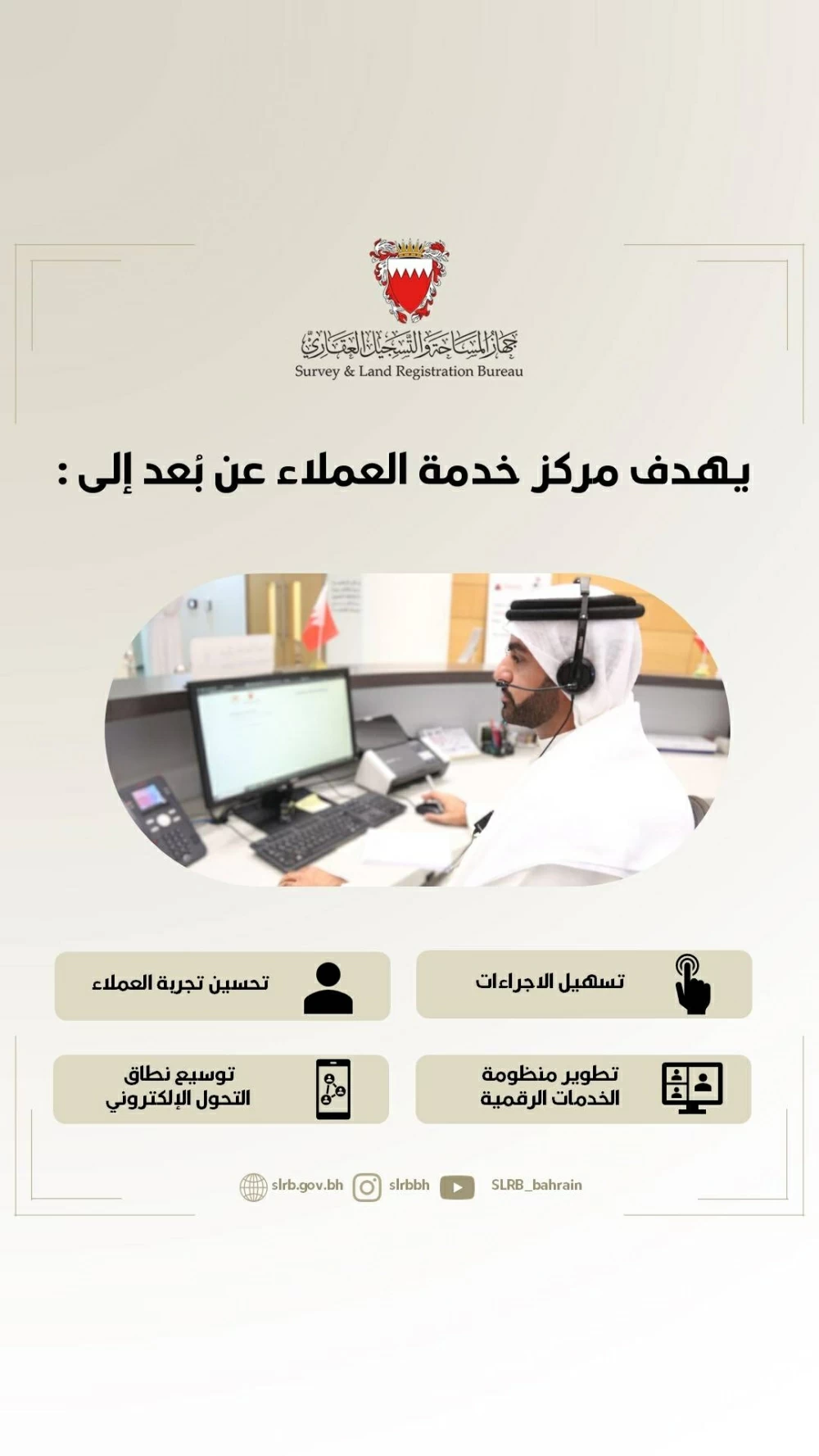 جهاز المساحة والتسجيل العقاري يطلق (مركز خدمة العملاء عن بُعد)