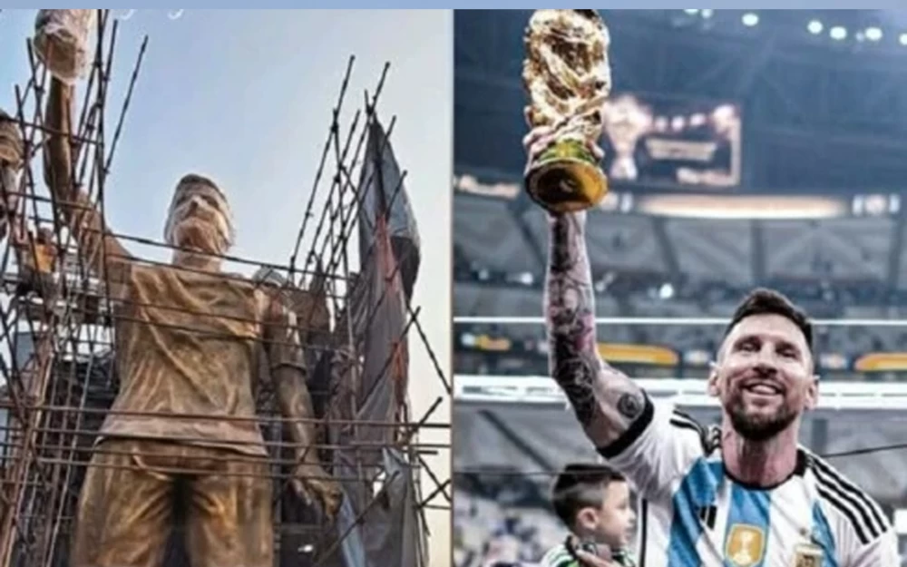 مشجعون هنود يقيمون تمثالاً بارتفاع 21 مترًا لليونيل ميسي قُبيل زيارته