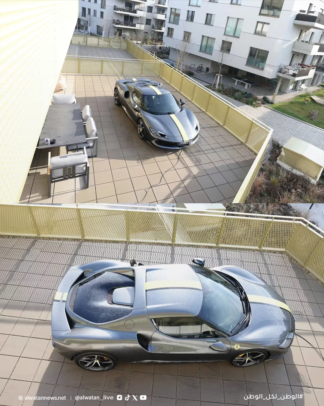 فيينا: رجل يرفع &laquo;فيراري&raquo; فخمة بقيمة 400 ألف يورو على شرفته لعدم توفر مواقف