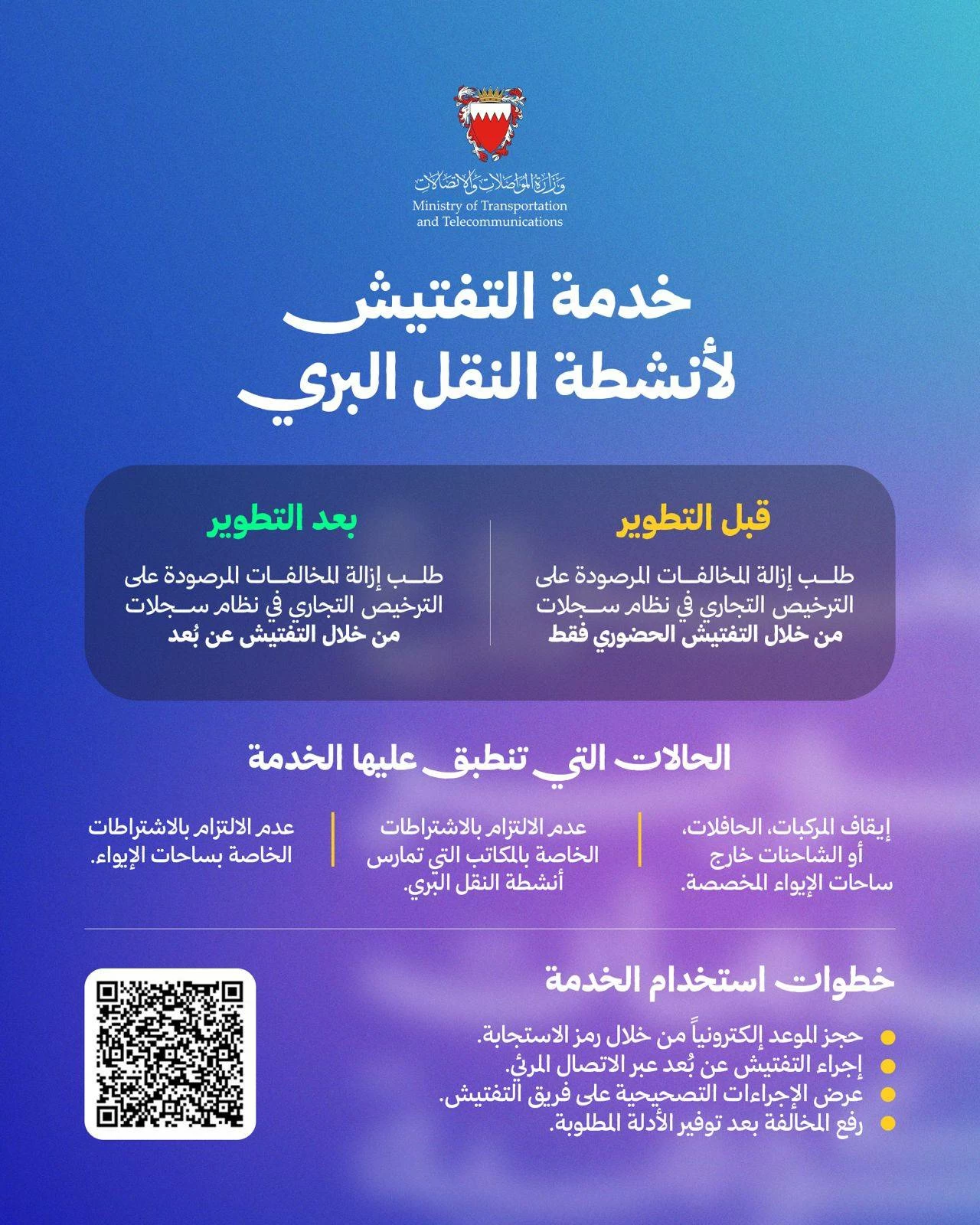 "المواصلات" تدشن خدمة التفتيش عن بُعد ضمن خطط تطوير منظومة رقابة النقل البري