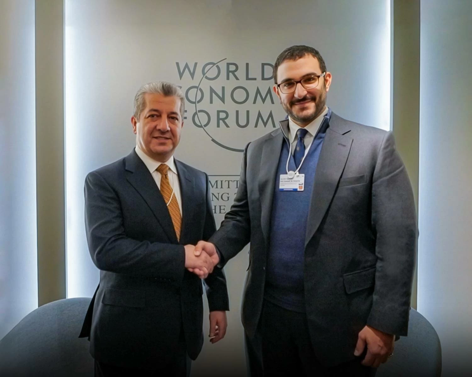 عيسى بن سلمان يلتقي رئيس وزراء إقليم كردستان العراق على هامش «دافوس 2026» 