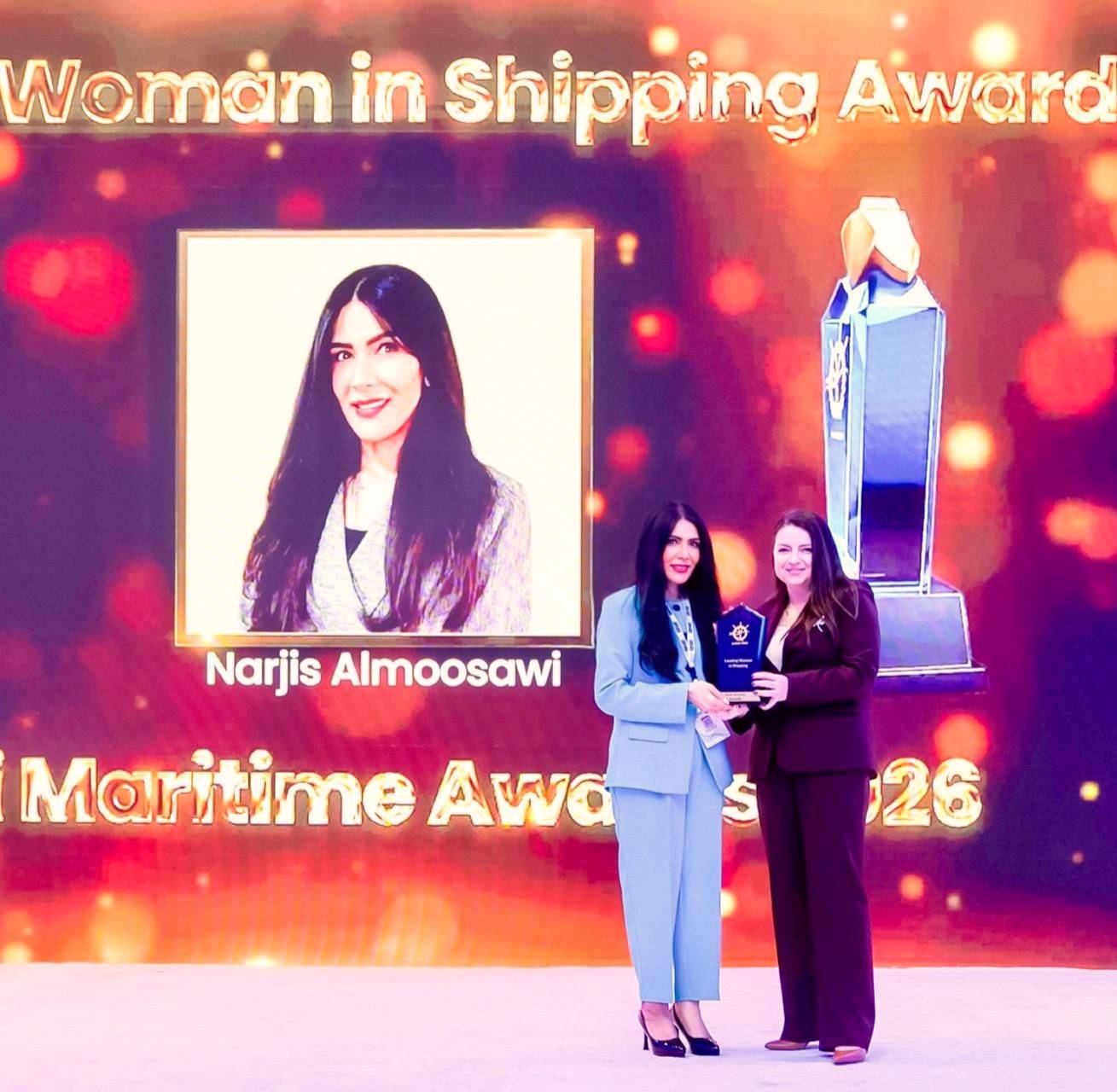 نرجس الموسوي تفوز بجائزة «المرأة القيادية في قطاع الشحن» ضمن Saudi Maritime Award 2026 