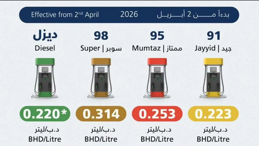 البحرين – ارتفاع طفيف عن فبراير.. لجنة أسعار الوقود تحدد أسعار الوقود لشهر أبريل 2026